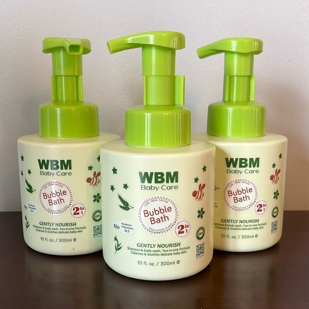 Brand New Set of 3 Baby Care 2-in-1 Organic Shampoo Bubble Bath Tear-Free Gentle